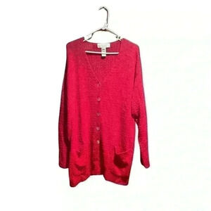 Jones New York Sport Woman Red Cardigan Sweater